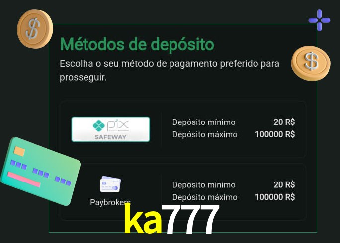 O cassino ka777 oferece uma grande variedade de métodos de pagamento